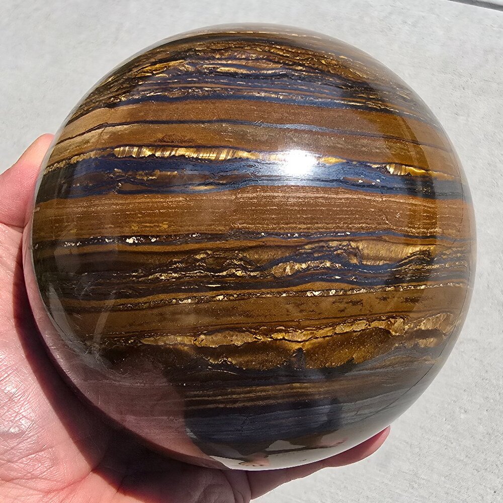 Large Iron Tiger’s Eye Sphere – Strength • Protection • Grounded Confidence